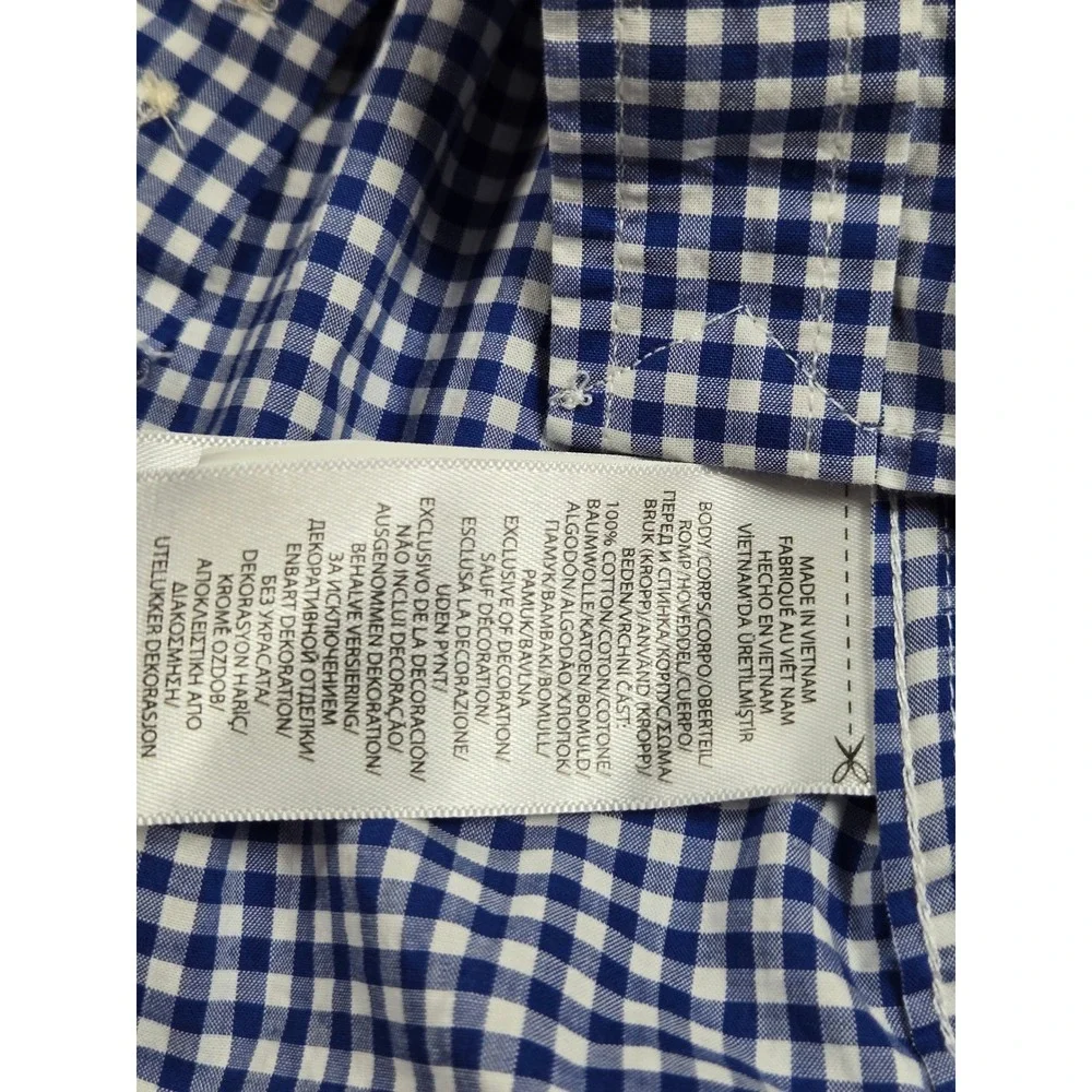 Ralph‎ Lauren Boys Blue White Gingham Button Down Shirt Natural Stretch L 14-16